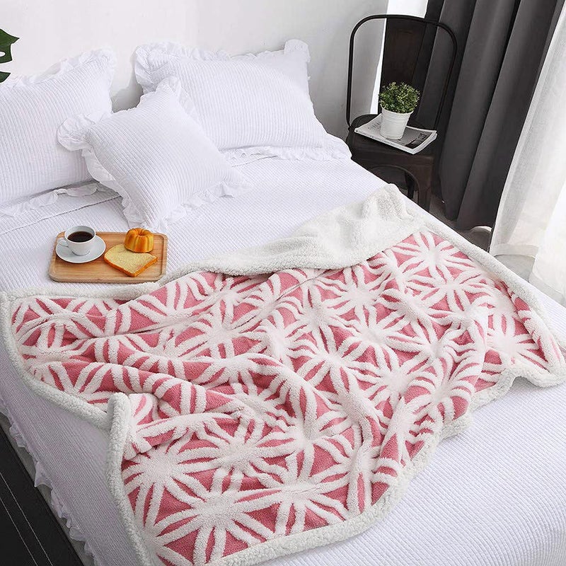 LOMAO Sherpa Fleece Blanket Fuzzy Soft Bed Blanket Dual Sided Throw Blanket fit Couch Sofa (Pink,51x63) - Image 2